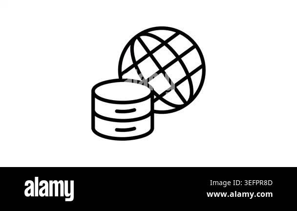 A trendy outline icon animation showing global database connectivity ...