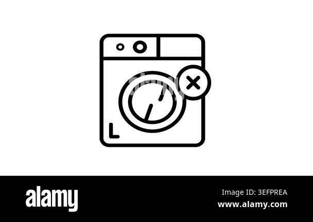Handy linear icon animation of broken washer issue warning Stock Video ...