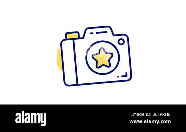 Photo camera with lens and button showing concept animated icon of ...