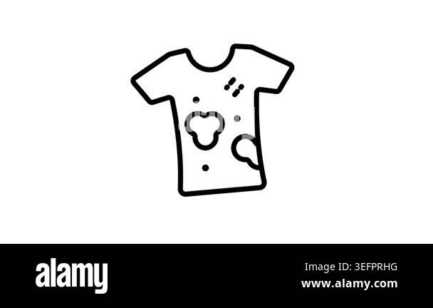 Handy linear icon animation of dirty stained shirt Stock Video Footage ...