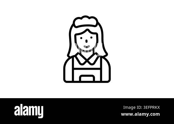 Trendy outline style icon animation of cleaning service maid Stock ...