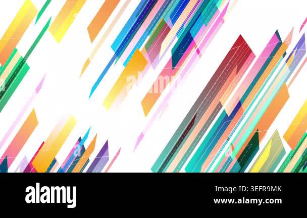 Abstract Animation of Colorful Diagonal Rectangles Moving Across White ...