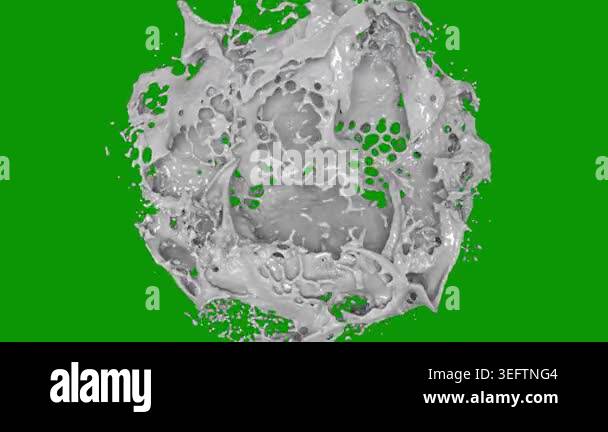 3 d rendering of green splash with white paint on white background ...