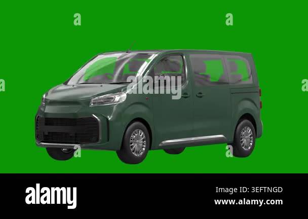 green small car on a green background for your design. 3 d illustration ...