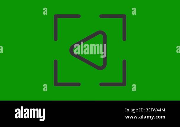 green line play button icon isolated on black background. play with ...