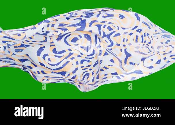 Flowing cloth with abstract wave pattern with alpha channel, 3d ...