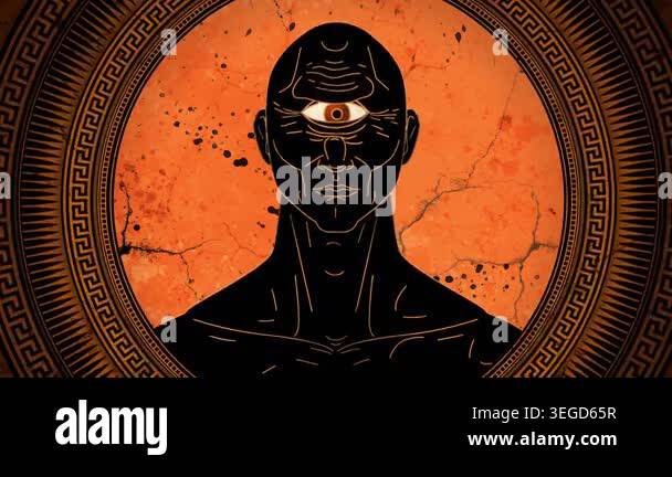 cyclops one eyed creature from greek mythology in orange vase style ...