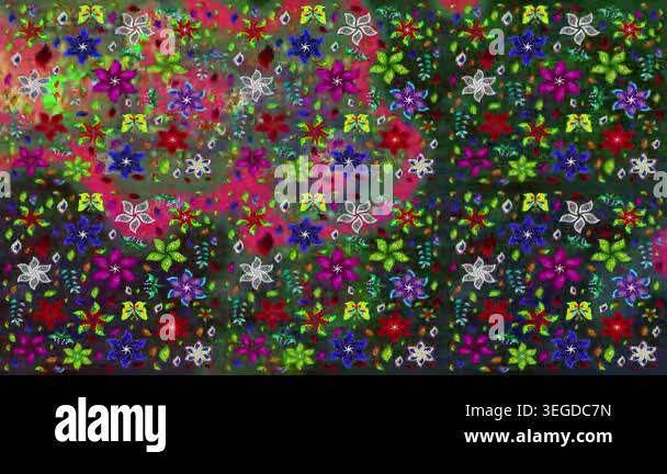Motion footage background with colorful elements. Flowers. Vintage ...