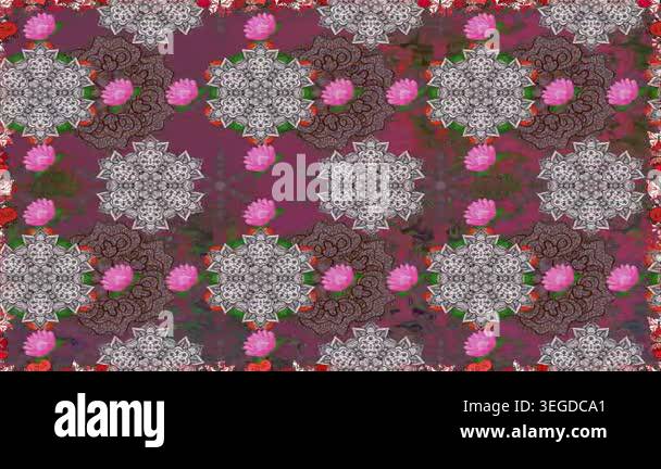 Motion footage background with colorful elements. Flowers. Vintage ...