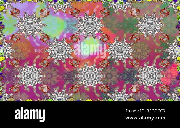 Motion footage background with colorful elements. Flowers. Vintage ...