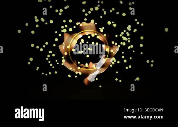 Abstract Golden Gear Rotation Animation with Floating Particles Stock ...