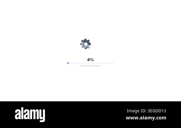 Minimalist digital loading bar with progress percentage and gear icon ...
