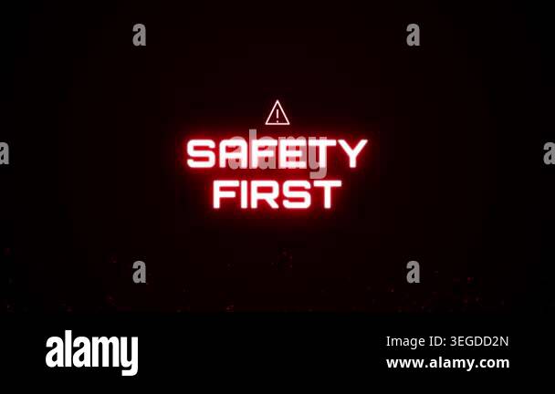 Safety First Glowing Red Neon Sign Concept Stock Video Footage - Alamy