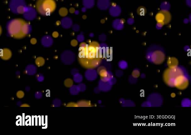 Abstract Purple and Gold Bokeh Light Particles Floating on Dark ...