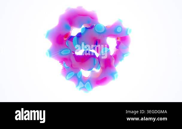 Abstract organic form with pink and blue gradients morphing and ...