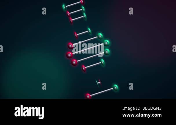 Stylized 3D animation of a rotating DNA double helix strand, seamless ...