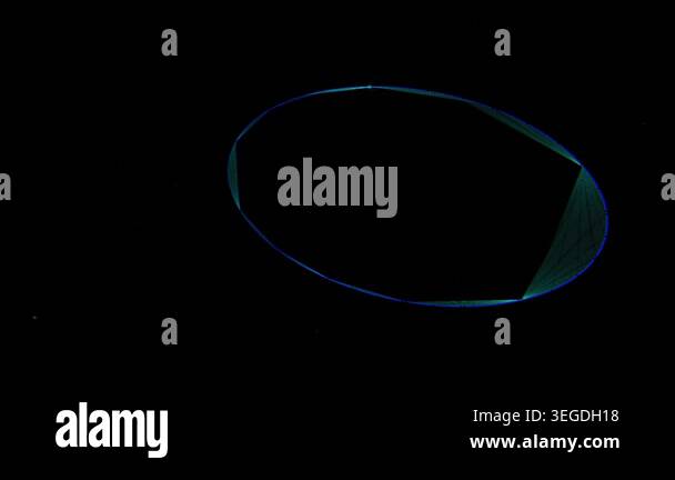 Glowing blue and green ellipse with dynamic geometric lines forming a ...