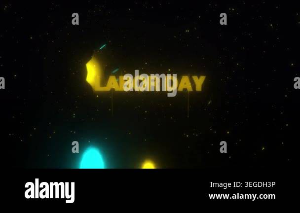 Labor Day holiday greeting animation with glowing 3D text and colorful ...