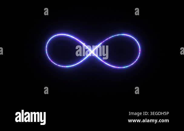Glowing neon infinity symbol animation with a shimmering light effect ...