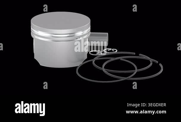 Engine piston parts with rings rotation animation seamlessly loopable ...