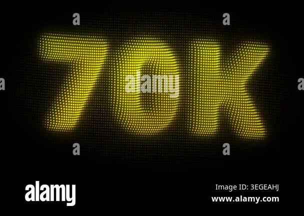 3D Golden 70K, Seventy Thousand Number Particle Animation on Dark ...