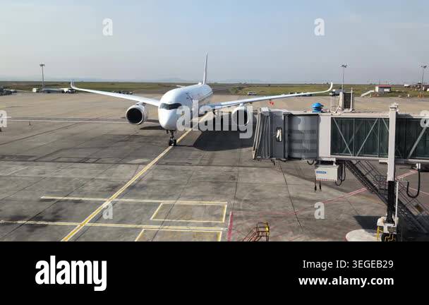 Ethiopia - June 28, 2025: Airplane view, process of airplane arrival ...