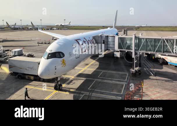 Ethiopia - June 28, 2025: Airplane, the process of technical ...