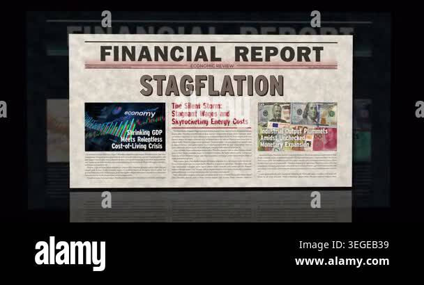 Stagflation crisis breaking news. Inflation and recession title ...