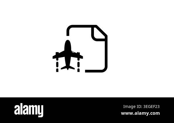 A document icon featuring an airplane symbol, representing a travel ...