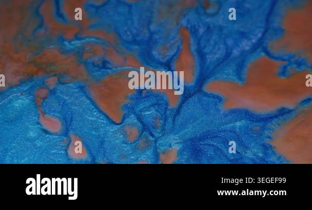 Ink splatter. Spill texture. Defocused orange blue colorful blend ...