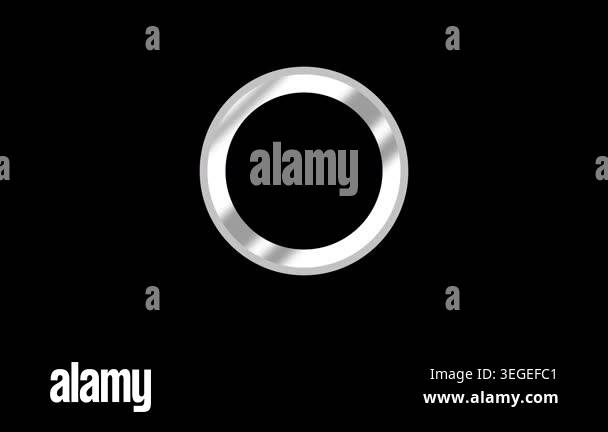 A silver metallic circular dial with an upward triangle or play button ...