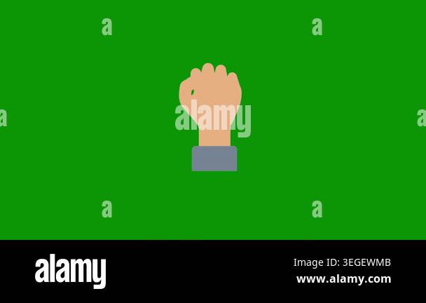 hand icon on green background, flat style Stock Video Footage - Alamy