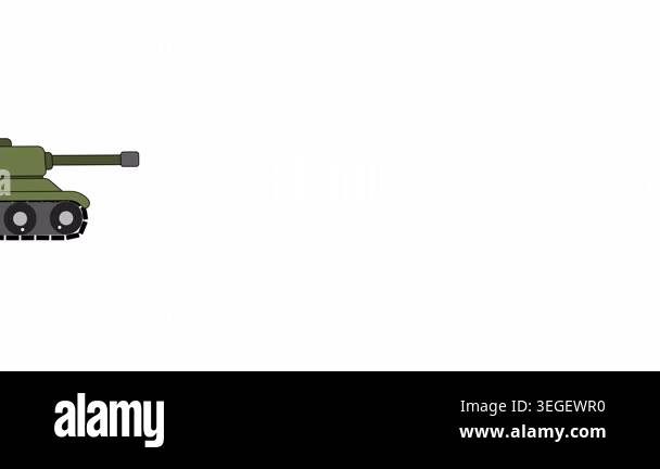 Military Tank Driving and Pulling Subscribe Button on a Rope. Animation ...