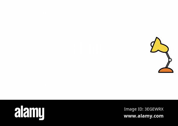 Cartoon Desk Lamp Jumping Animation on Transparent Background with ...