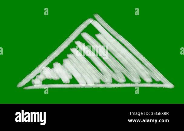 triangle icon. chalk drawn on green blackboard. school education symbol ...