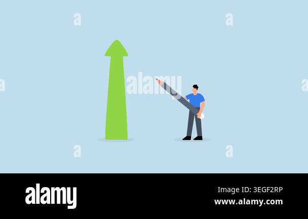 Change direction, 4k animation businessman draw new arrow metaphor of ...