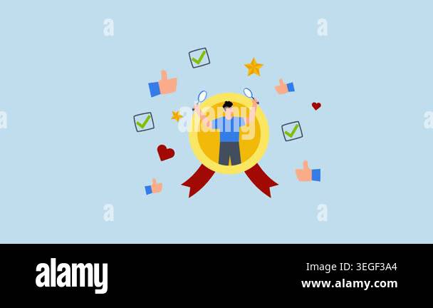 QA quality assurance, 4k animation of businessman with magnifier to ...