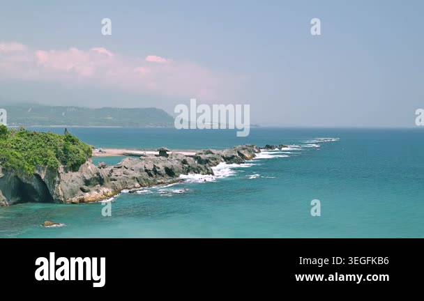 A scenic view of the Shiyusan Coastline in Chenggong, Taiwan, featuring ...