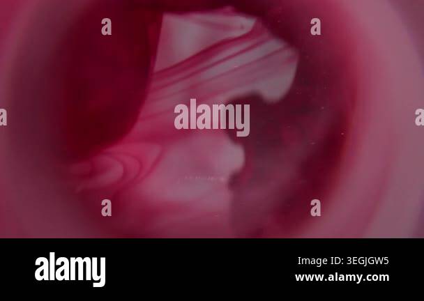 Fume sphere defocused. Water ink. Red white circle prism swirling ...