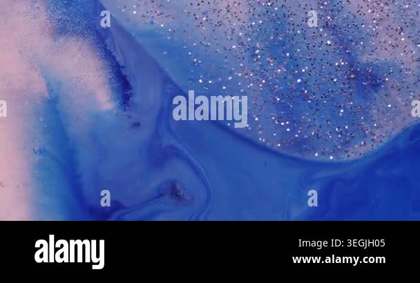 Vibrant sequins. Marble ink. Defocused blue color water vivid wave ...