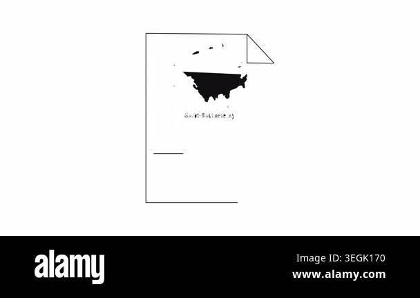A minimalist black and white graphic featuring an abstract ink splash ...