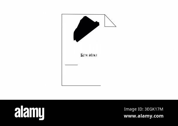 A minimalist graphic featuring a jagged black abstract shape ...