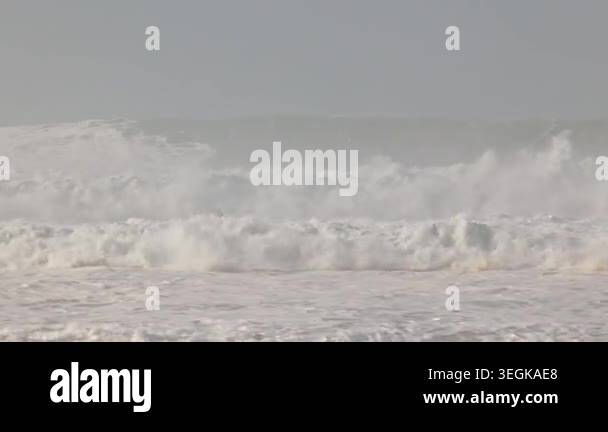 Big waves crushing in winter season. Nazare, Portugal - December 13 ...