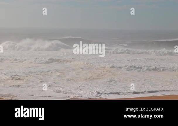 Big waves crushing in winter season. Nazare, Portugal - December 13 ...