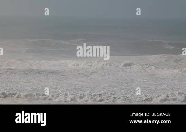 Big waves crushing in winter season. Nazare, Portugal - December 13 ...