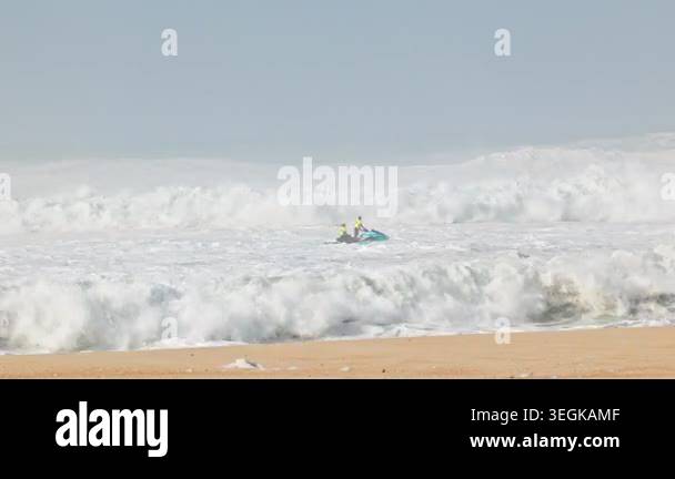 Big waves crushing in winter season. Nazare, Portugal - December 13 ...