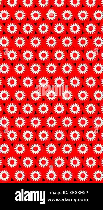 Red and White Floral Kaleidoscope Pattern Seamless Loop Animated ...