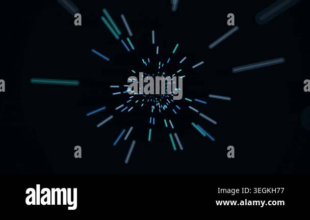 Abstract light speed tunnel background with glowing blue and green ...