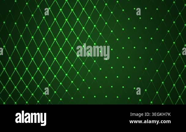 Green light pattern with crisscross lines and dots on dark background ...