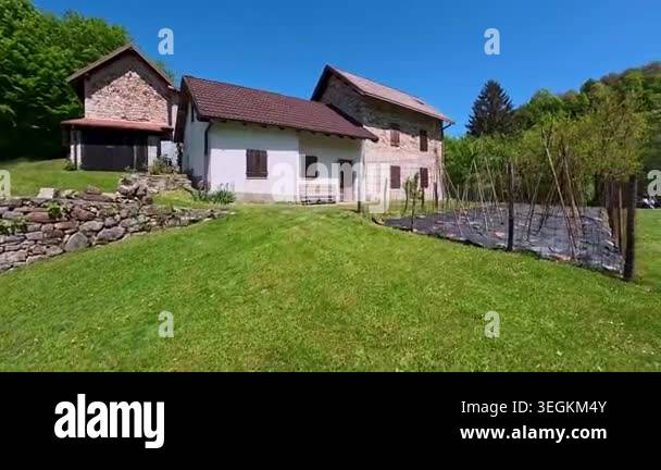 Historic Italian stone house in a rural village, traditional ...